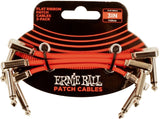 Ernie Ball-6401 Câble patch plat 7,5cm, rouge. Pack de 3