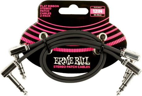 Ernie Ball-6405 Stereo (TRS) Flat Patch Cable, 30 cm. 2-pack