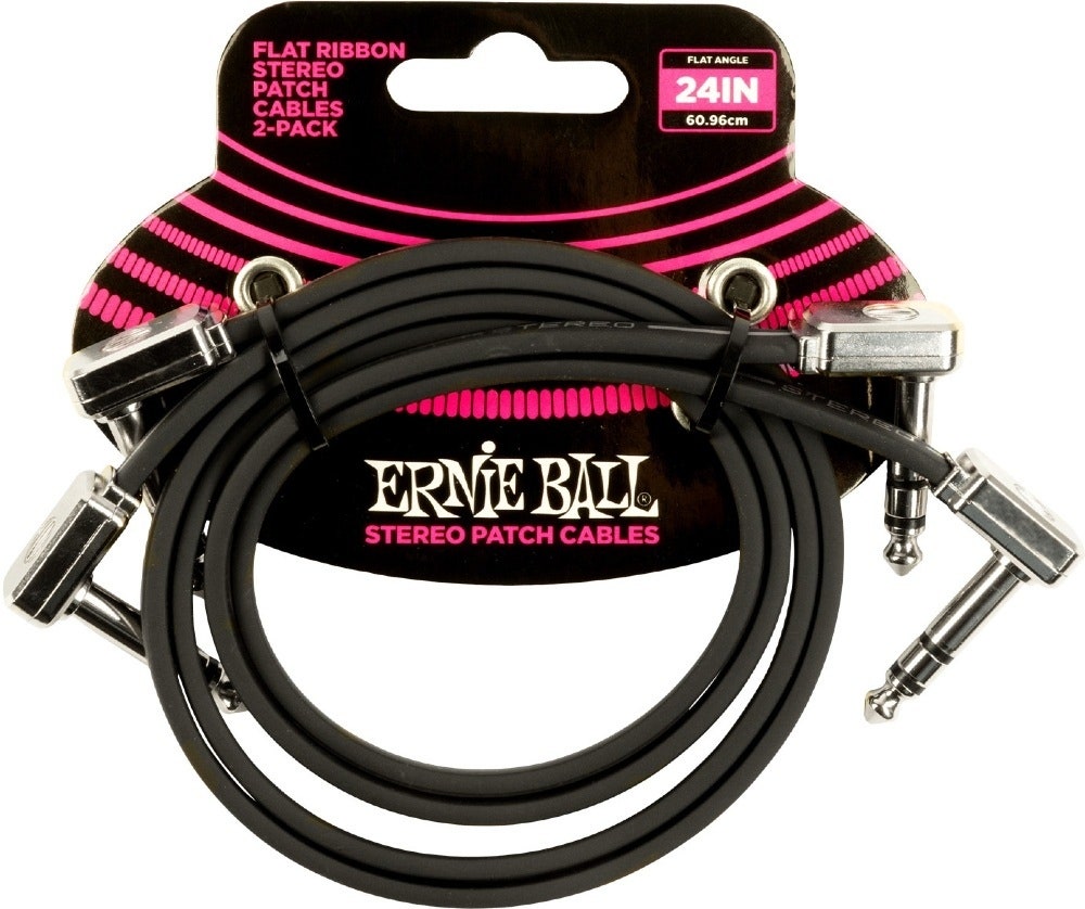 Ernie Ball-6406 Câble patch stéréo (TRS) plat, 60cm. lot de 2