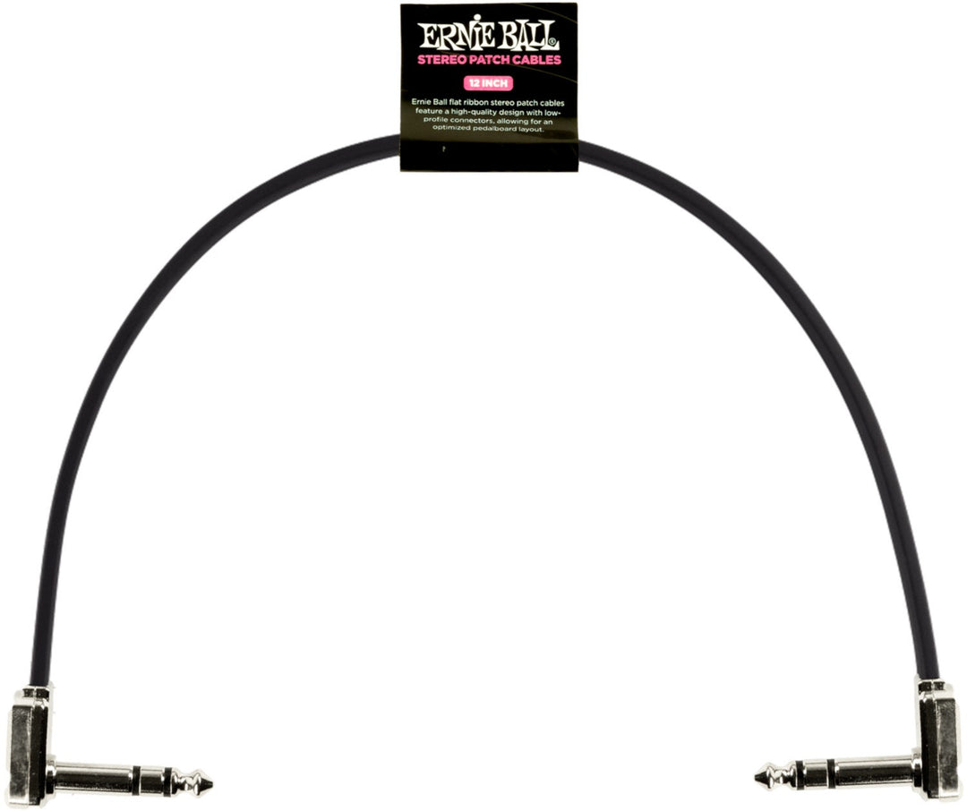 Ernie Ball-6409 Câble patch stéréo (TRS) plat, 30cm.