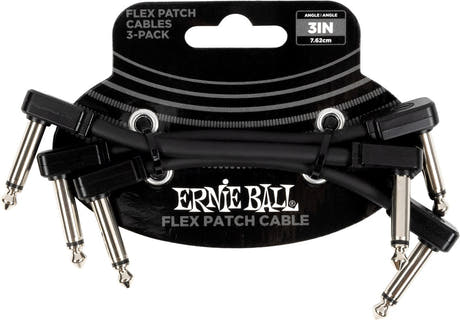 Ernie Ball 6443 Câble patch Flex Black 7,5cm lot de 3