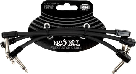 Ernie Ball 6444 Câble patch Flex Black 15cm lot de 3