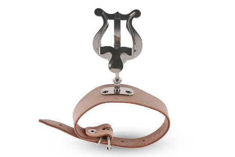 Lyre de flûte GEWA, petite, bracelet en cuir et 1 pince à partition