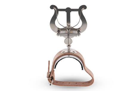 GEWA lyre pour flûte, grande, bracelet en cuir avec plaque en aluminium