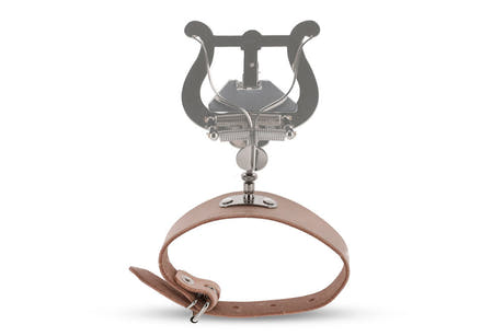 Lyre pour flûte GEWA, grande, bracelet en cuir et fixation à une main