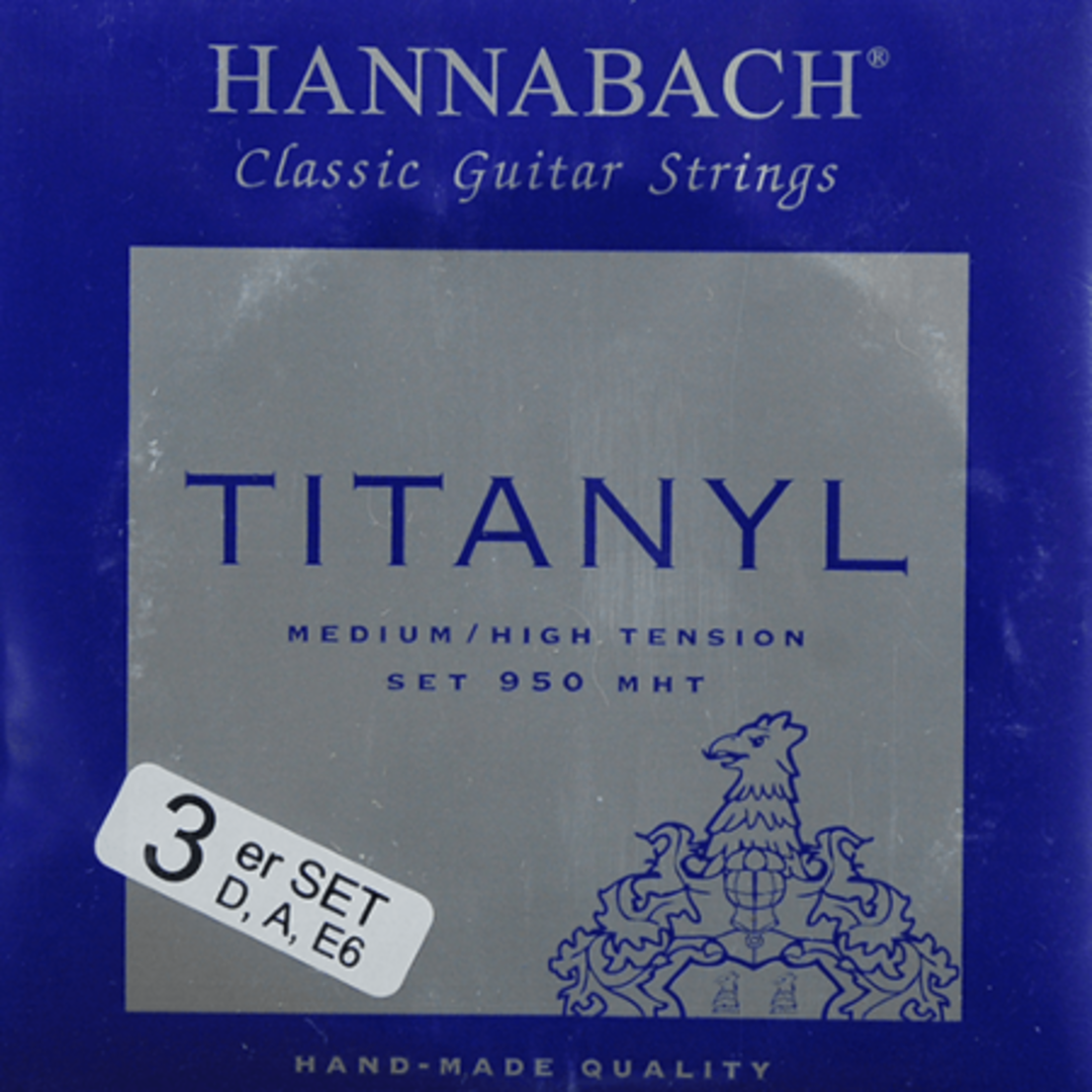 Hannabach Cordes pour guitare classique Serie 950 Medium/High Tension Titanyl - Jeu de 3 basses (9507MHT)
