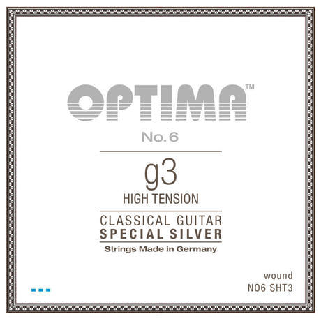 Optima No. 6 corde G3 pour guitare classique, argentée, tension high
