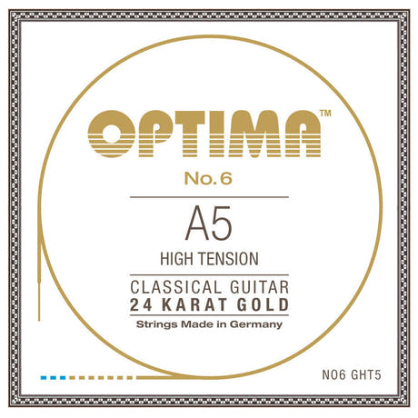 Optima No. 6 A5 strings de guitare classique, plaquée or, haute tension