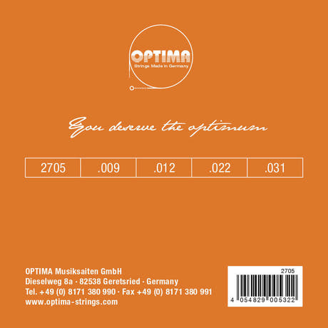 Jeu de cordes Optima 2705 pour banjos à 4 cordes, boucle