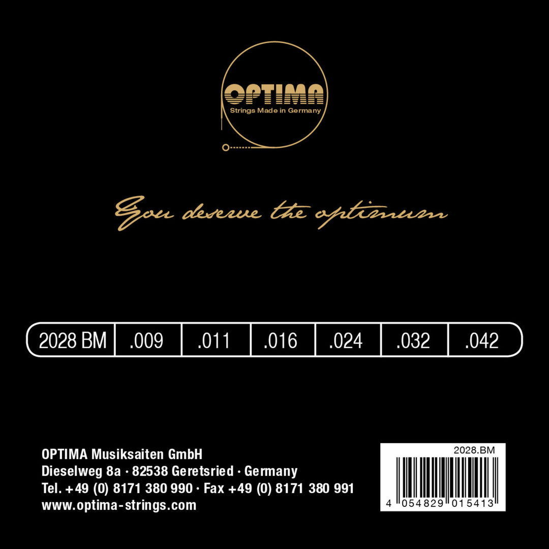 Cordes Optima pour guitare électrique Gold à filet rond - Jeu (2028BM)