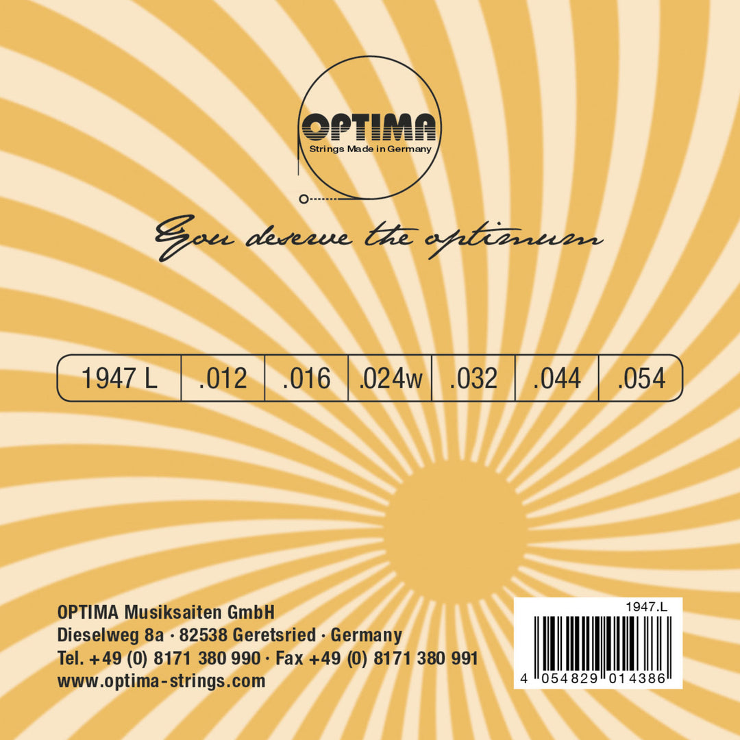 Optima cordes pour guitare électrique Jazz Swing Chrome à filet rond - Set (1947L)