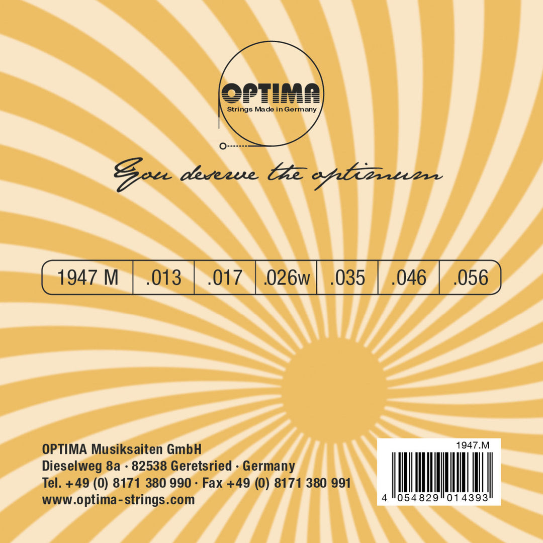 Cordes Optima pour guitare électrique Jazz Swing Chrome à filet rond - Set (1947M)