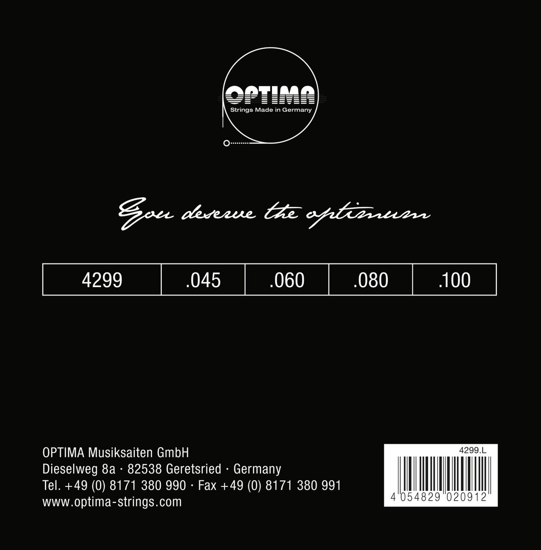 Optima cordes de basse électrique Chrome Strings. à filet rond Short Scale - Set 4299S (4 cordes. short-scale)
