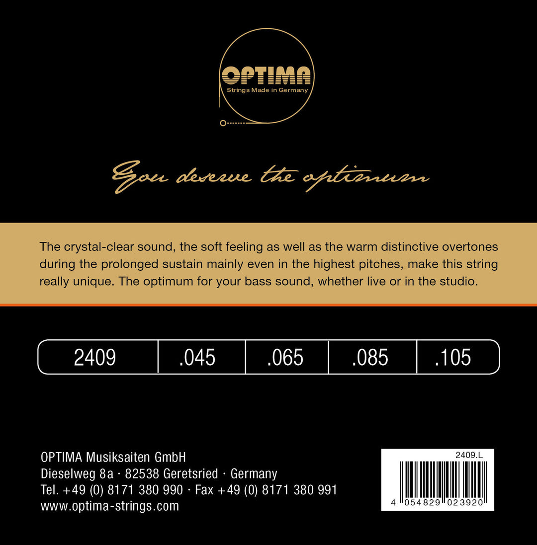Cordes de basse électrique Optima Unique studio golden strings - 4 cordes super longues sc. (2409SL)