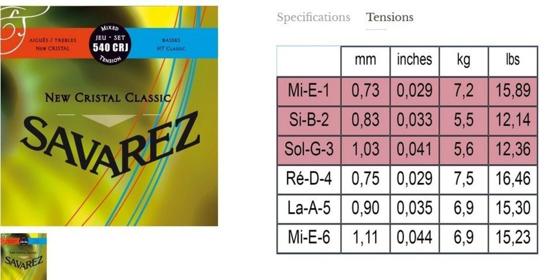 Savarez Strings pour guitare classique New Cristal Classic - Set (540CRJ)