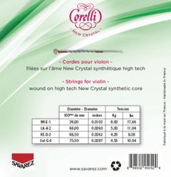 Cordes de violon Corelli New Crystal - Medium-light (700MLB)