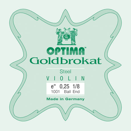 Corde E Optima Goldbrokat pour violons 1/8, 0,25 mm, boule