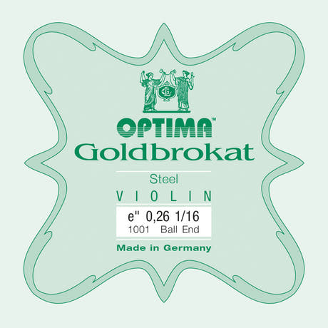 Corde de mi Optima Goldbrokat pour violon 1/16, 0,26 mm, boule