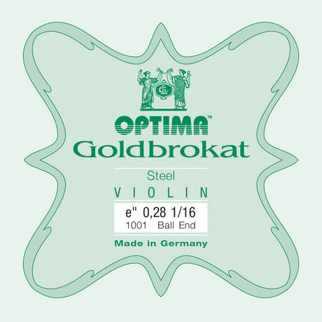 Corde de mi Optima Goldbrokat pour violons 1/16, 0,28 mm, boucle