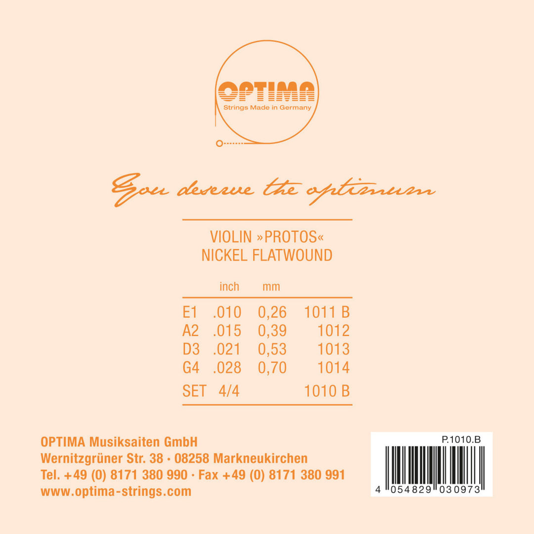 Cordes de Violons Optima PROTOS - Jeu