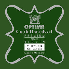 Corde de mi Optima Goldbrokat Premium pour violon 3/4, 0,28 mm, boule