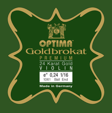Optima Goldbrokat 24K Gold corde de mi pour violons 1/16, 0,24 mm, boule