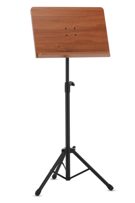 GEWA OMS-40WD pupitre d’orchestre, support noir, tablette en bois brun