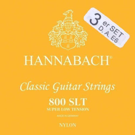 Hannabach Strings for classic guitar Serie 800 Super Low Tension Silver plated - Set of 3 bass (8007SLT)