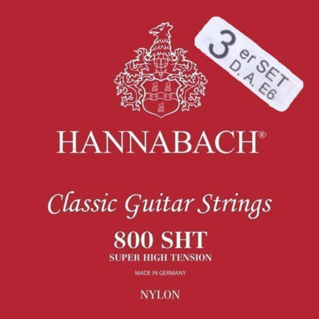 Cordes Hannabach pour guitare classique Serie 800 Super High Tension plaquées argent - Set de 3 basses (8007SHT)