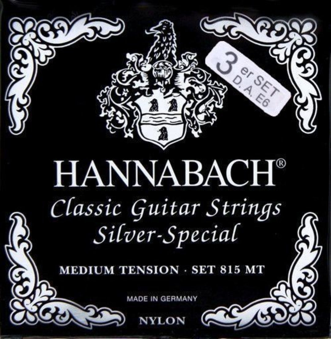 Hannabach Cordes pour Guitares classiques Serie 815 Medium tension Silver special - Set de 3 basses (8157MT)
