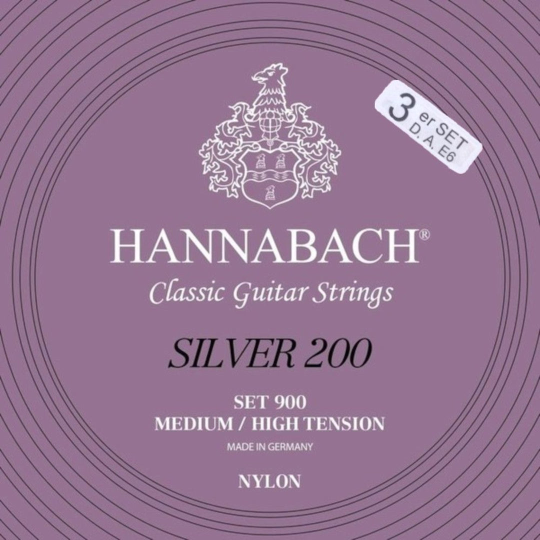 Hannabach Cordes pour guitare classique Series 900 Medium/High Tension Silver 200 - 3er Bass med-hi (9007MHT)
