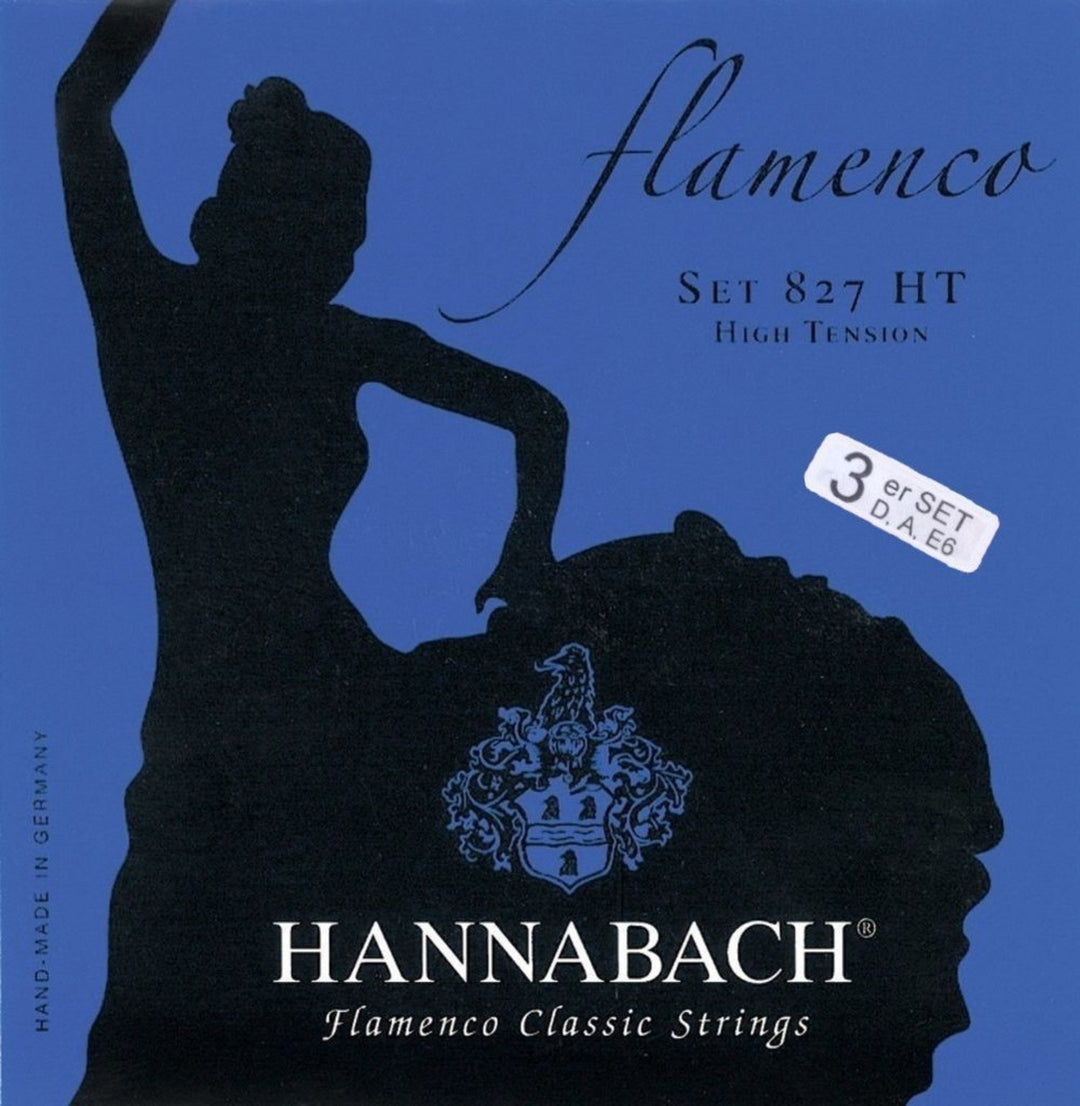 Cordes Hannabach pour guitare classique Serie 827 Tension élevée Flamenco - Jeu de 3 basses (8277HT)