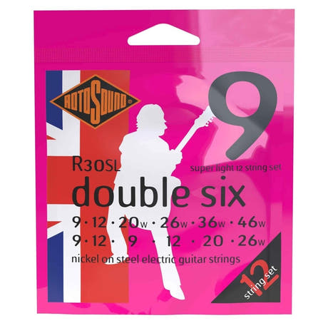 Rotosound Roto Pinks R30SL Double Six pour guitare électrique à 12 cordes 9-46