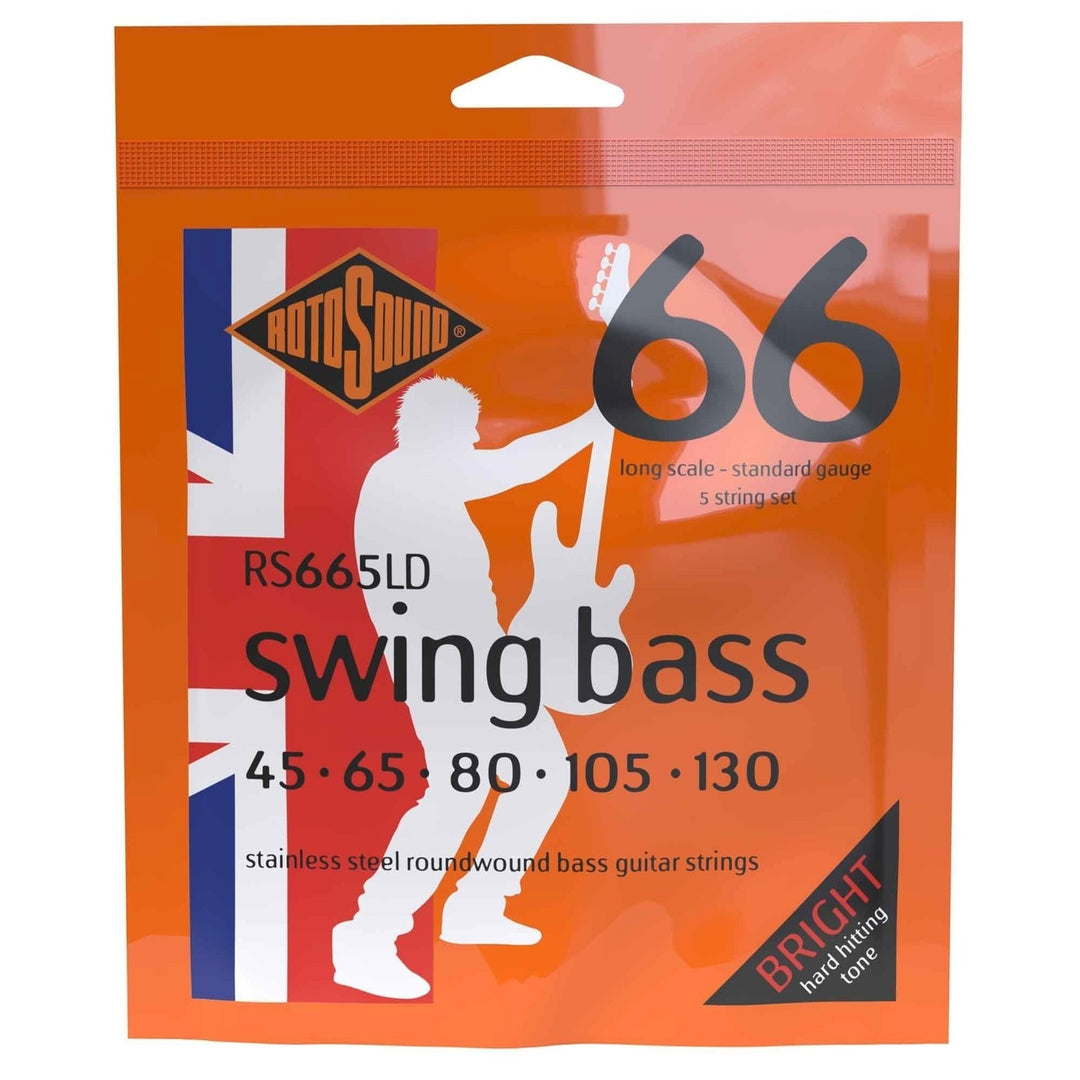 Cordes de basse électrique Rotosound Swing Bass 66 - Jeu 5 cordes en acier inoxydable standard 45-130 (RS665LD)
