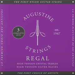 Cordes Augustine pour guitare classique Regal Crystal Nylon aiguës - 3 x jeu Regal Blue (aiguë/aiguë)