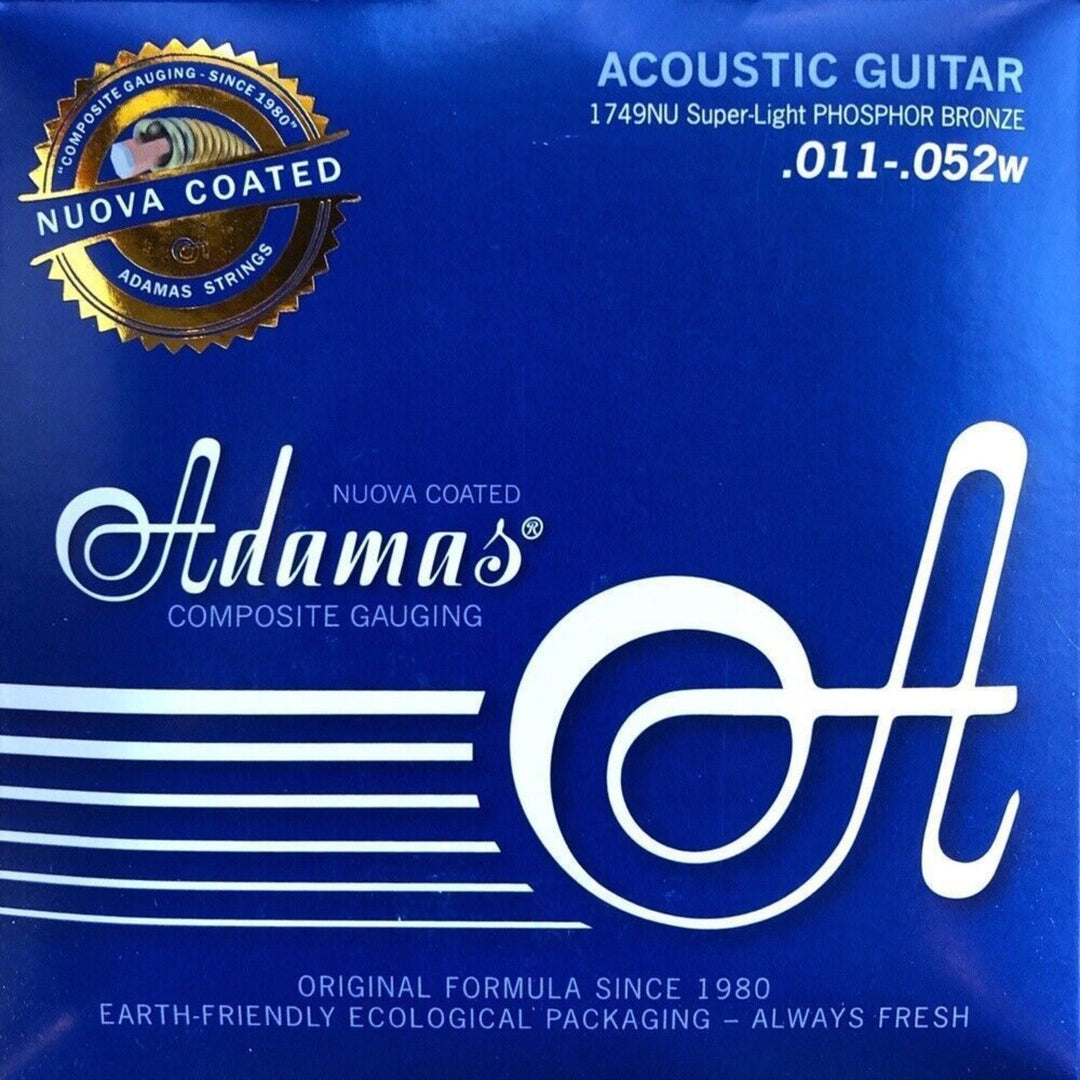 Cordes Adamas pour Guitares acoustiques Nuova en bronze phosphoreux gainées - Super-Light .011-.052 (1749NU)