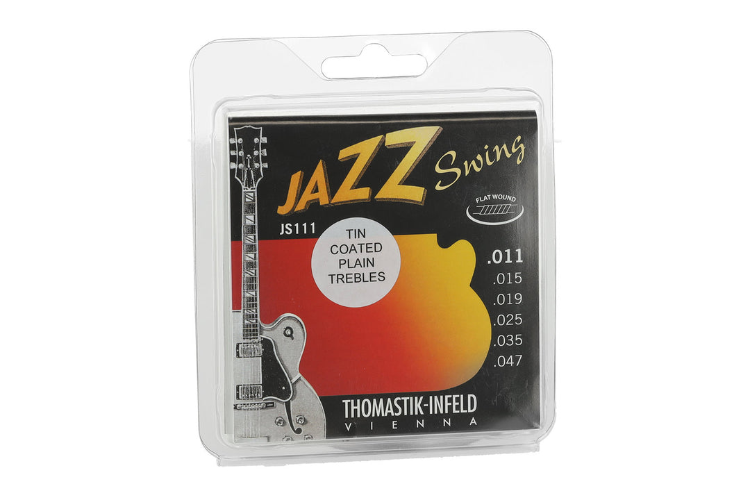 Cordes Thomastik-Infeld pour guitare électrique Jazz Swing Series Nickel Flat Wound - Set 011 flatwound tin plated (JS111T)