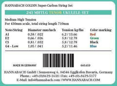 Cordes Hannabach pour ukulélés Tenor Ukulele Goldin 243MHTLG low G - Set Low G (243MHTLG)