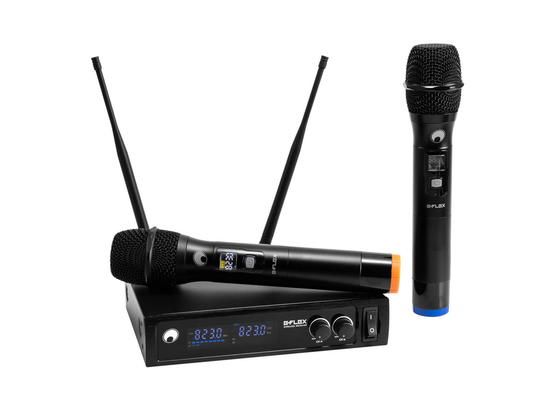 OMNITRONIC UHF E-FLEX 2, système de microphones sans fil 823-832/863-865 MHz