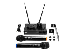 OMNITRONIC UHF E-FLEX 2, système de microphones sans fil 823-832/863-865 MHz