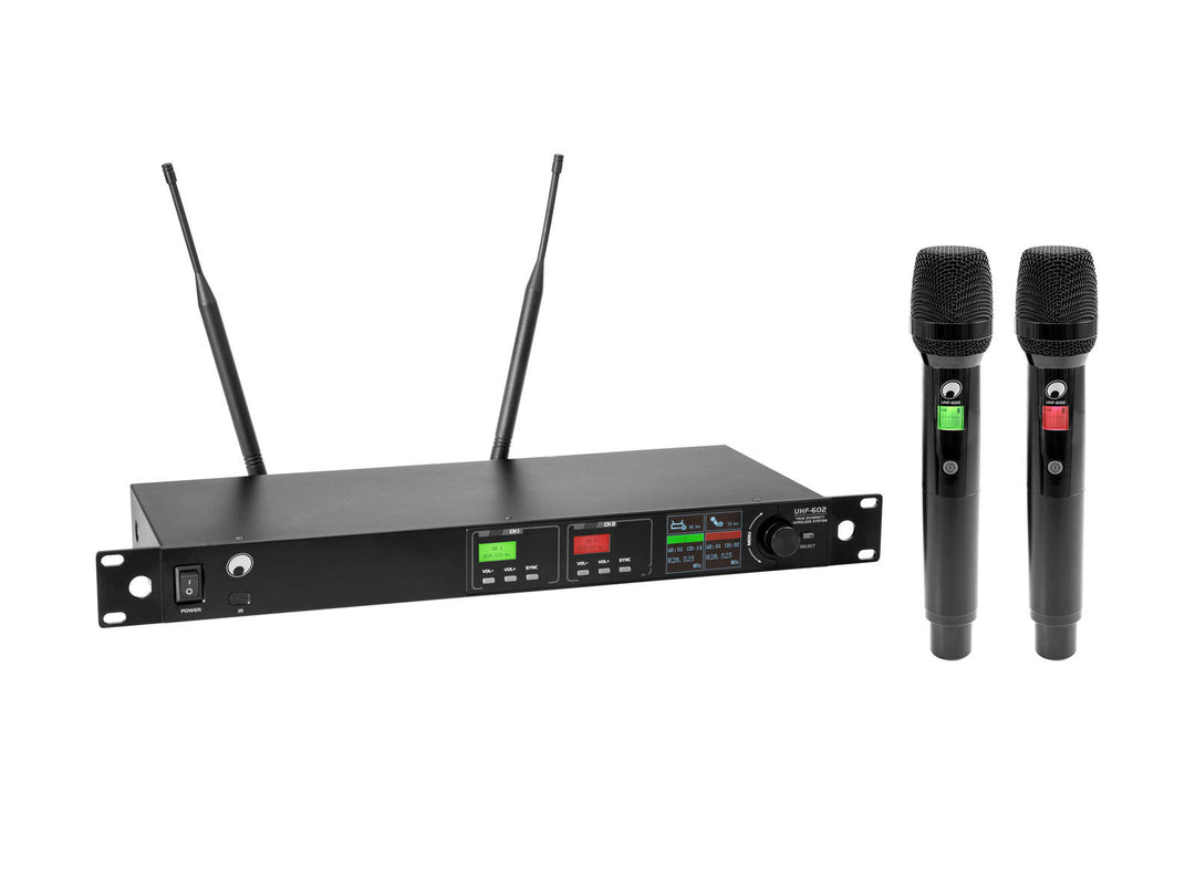 OMNITRONIC UHF-602 Système de microphone sans fil à 2 canaux 823-832/863-865 MHz