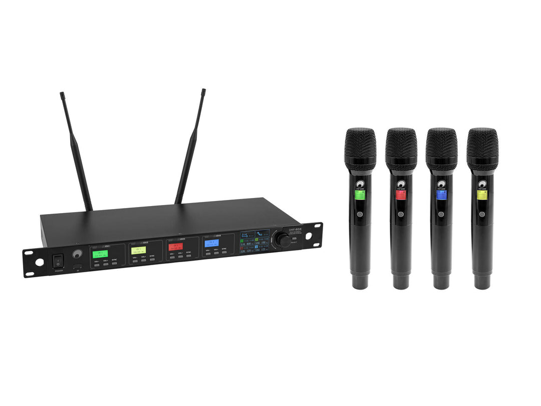 OMNITRONIC UHF-604 système de microphones sans fil à 4 canaux 520-554 MHz