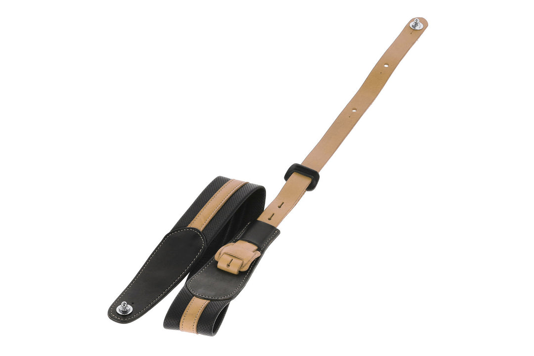 Sangles de guitares GEWA Prestige 65 rembourrées, verrous de sécurité - noir perforé/marron