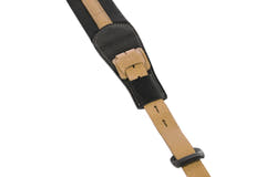 Sangles de guitares GEWA Prestige 65 rembourrées, verrous de sécurité - noir perforé/marron