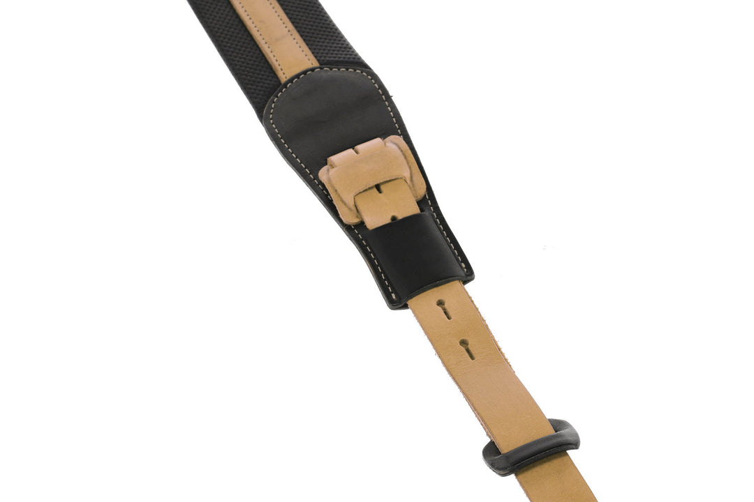 Sangles de guitares GEWA Prestige 65 rembourrées, verrous de sécurité - noir perforé/marron
