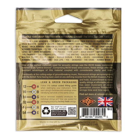 Cordes de guitare folk Rotosound Tru Bronze TB12 12-54