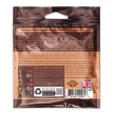 Cordes de guitare western Rotosound Jumbo King JK12 12-54