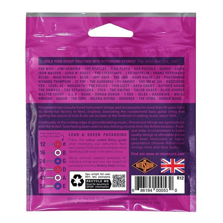 Rotosound Roto Purples R12 cordes de guitare électrique 12-52