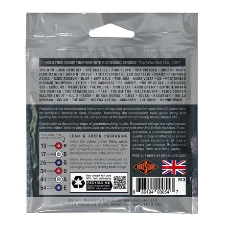 Rotosound Roto Greys R13 cordes de guitare électrique 13-54