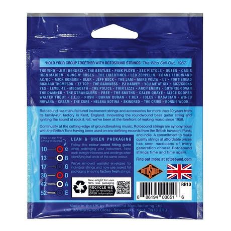 Rotosound Roto Blues RH10 cordes de guitare électrique 10-52